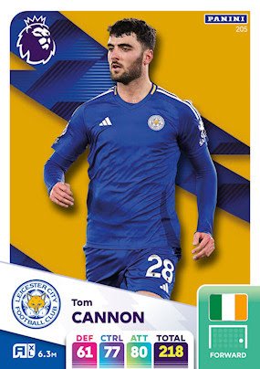 205 tom cannon leicester city panini adrenalyn xl 2024 2025.jpg