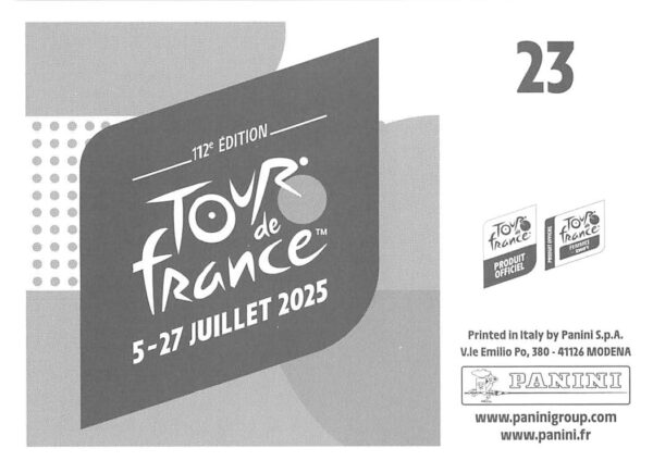 Tdf 2025 sticker # 023 back