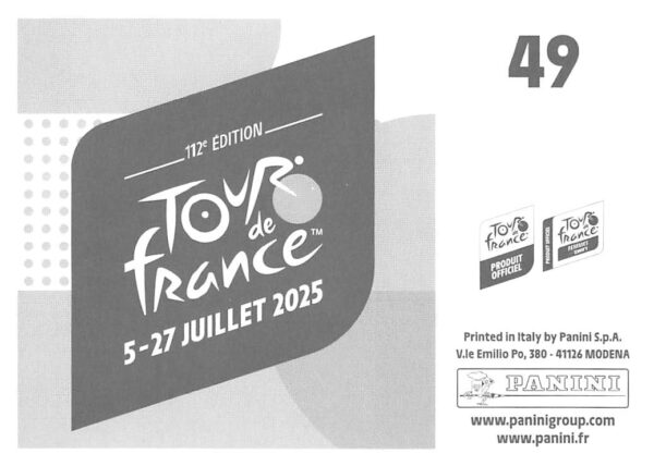 Tdf 2025 sticker # 049 back