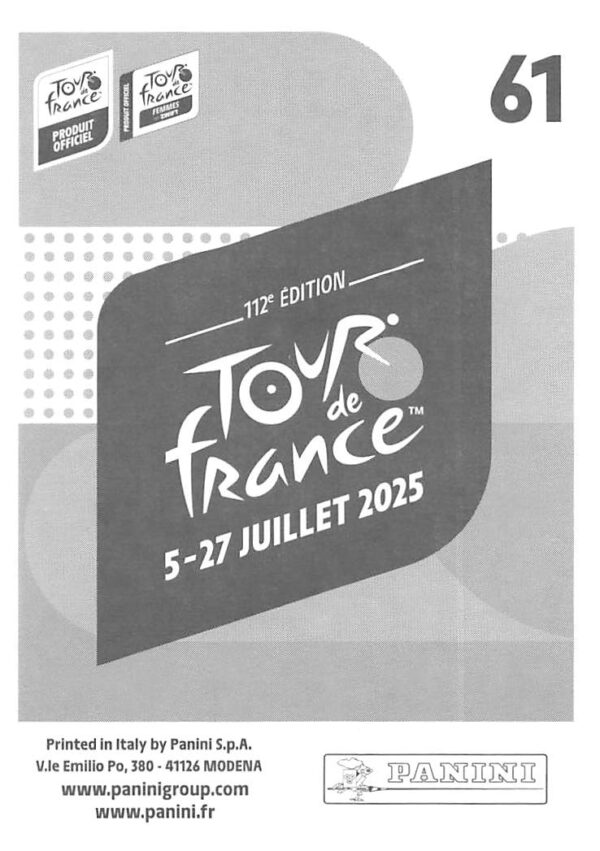 Tdf 2025 sticker # 061 back