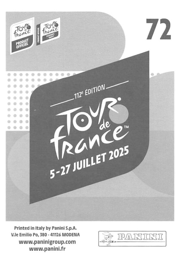 Tdf 2025 sticker # 072 back