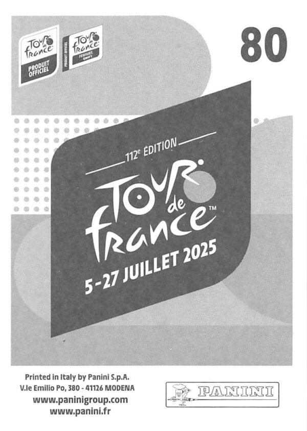 Tdf 2025 sticker # 080 back