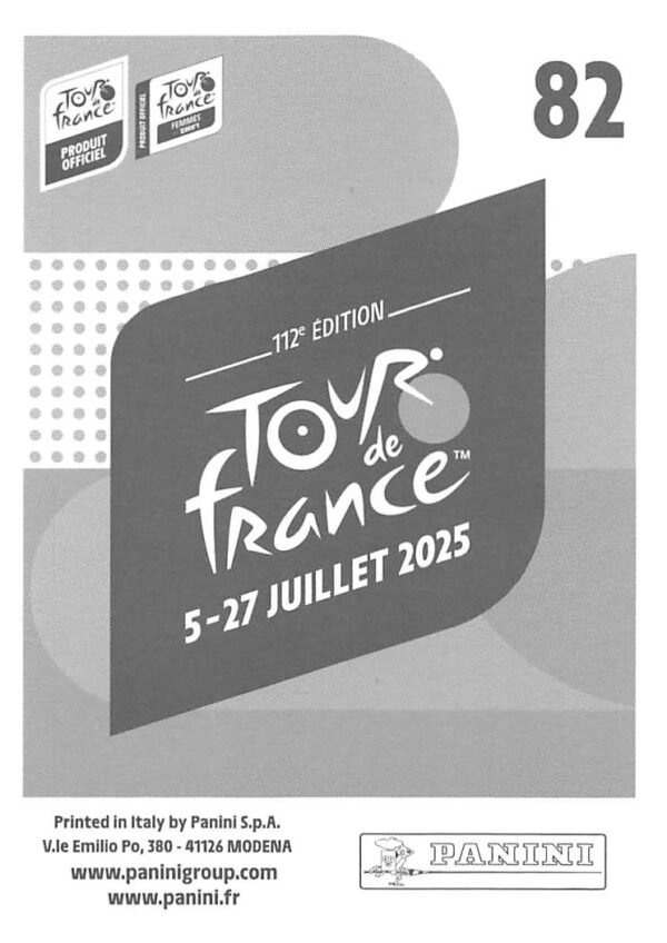 Tdf 2025 sticker # 082 back