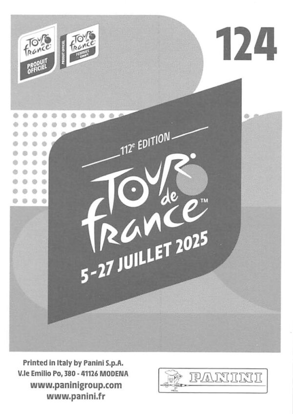 Tdf 2025 sticker # 124 back