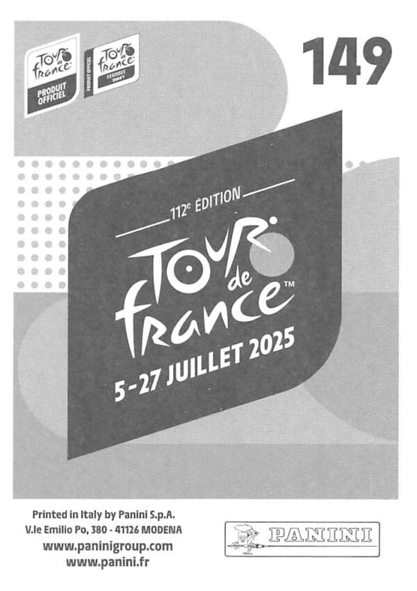 Tdf 2025 sticker # 149 back