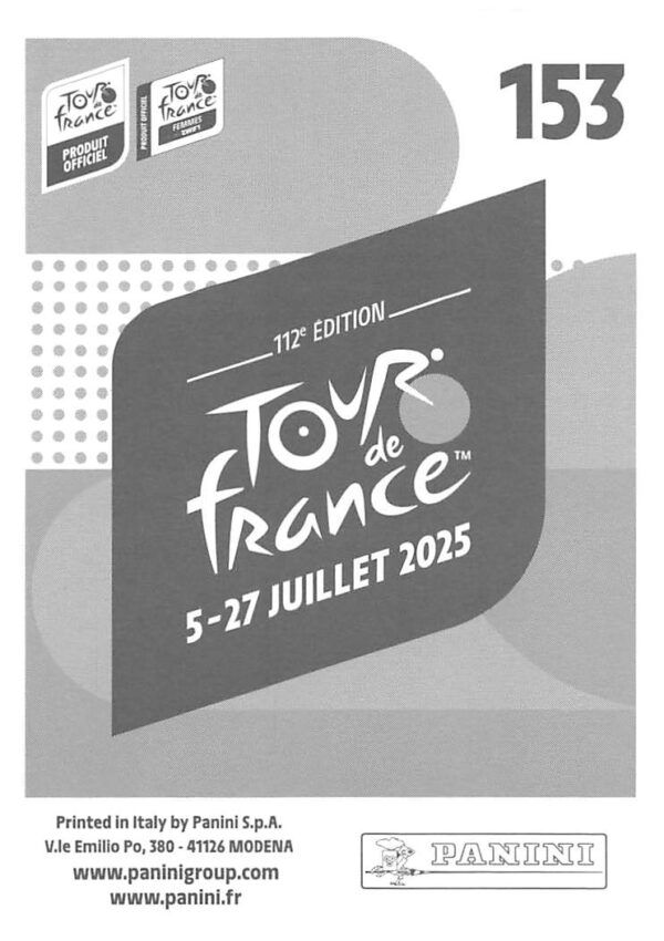 Tdf 2025 sticker # 153 back