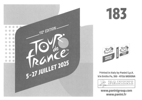 Tdf 2025 sticker # 183 back
