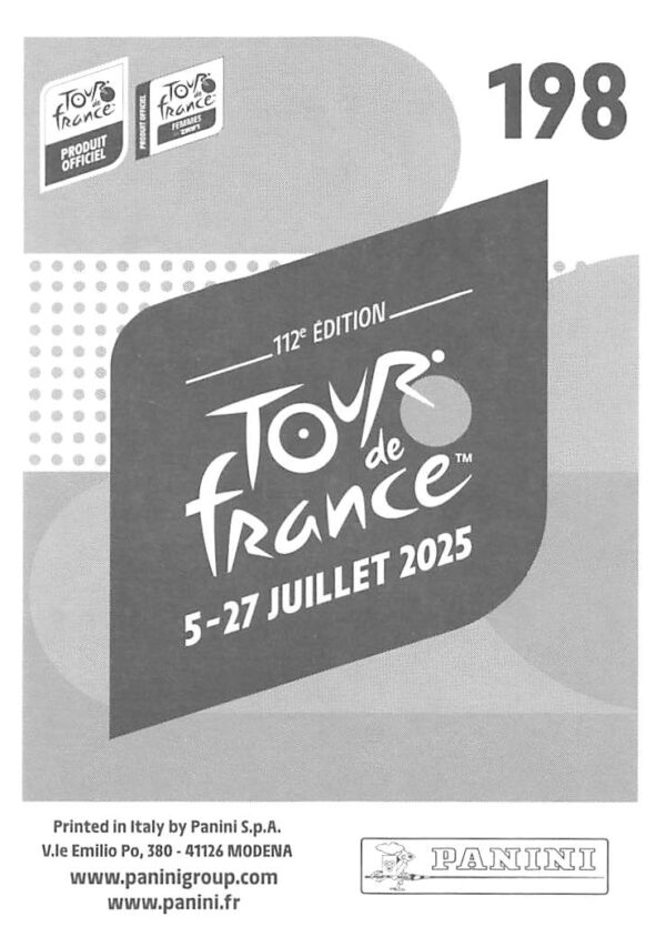 Tdf 2025 sticker # 198 back