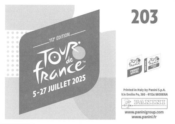 Tdf 2025 sticker # 203 back