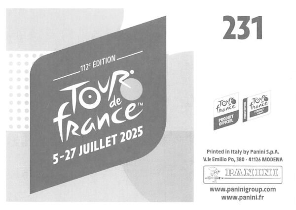 Tdf 2025 sticker # 231 back
