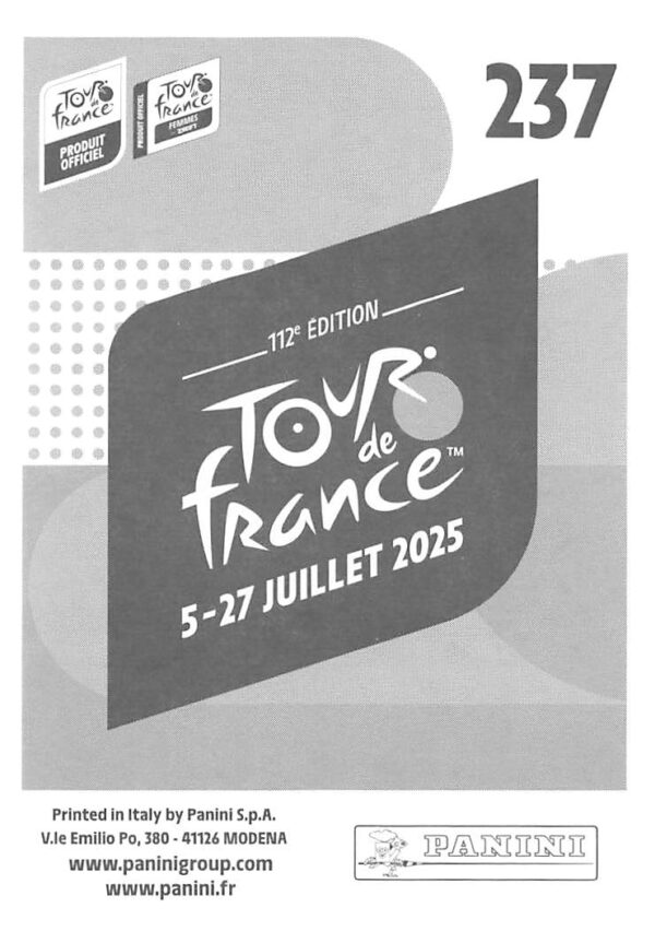 Tdf 2025 sticker # 237 back