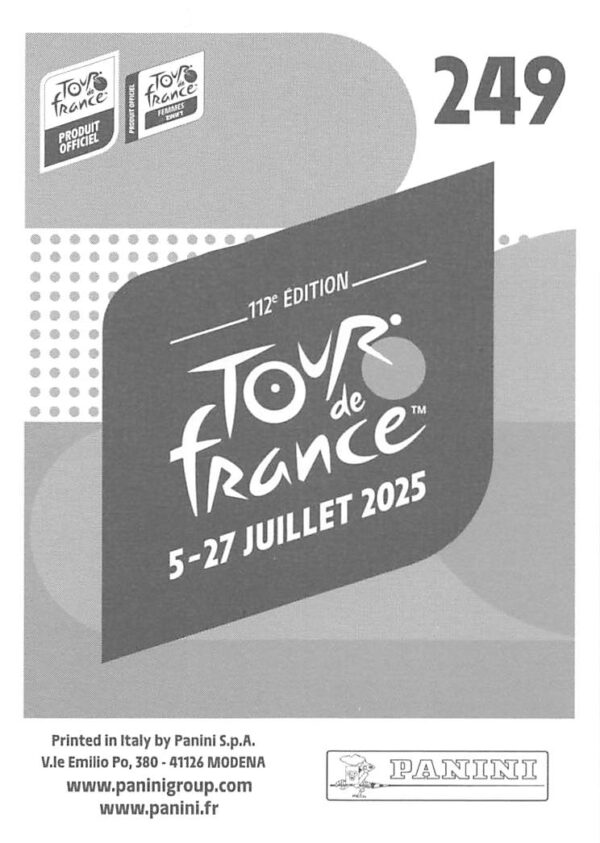 Tdf 2025 sticker # 249 back