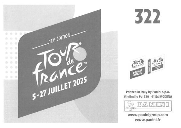 Tdf 2025 sticker # 322 back