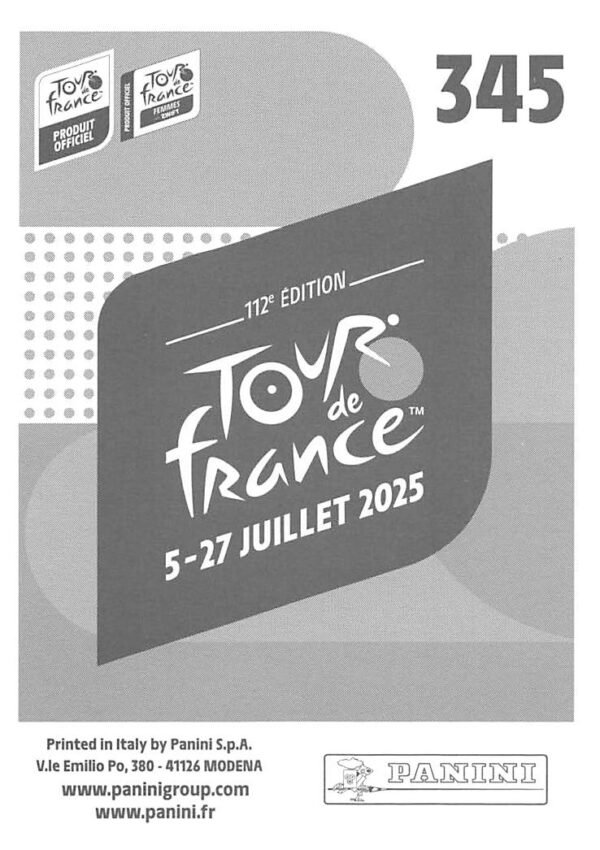 Tdf 2025 sticker # 345 back