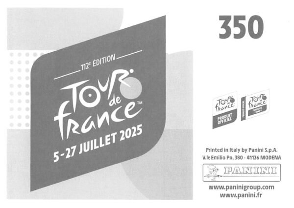 Tdf 2025 sticker # 350 back