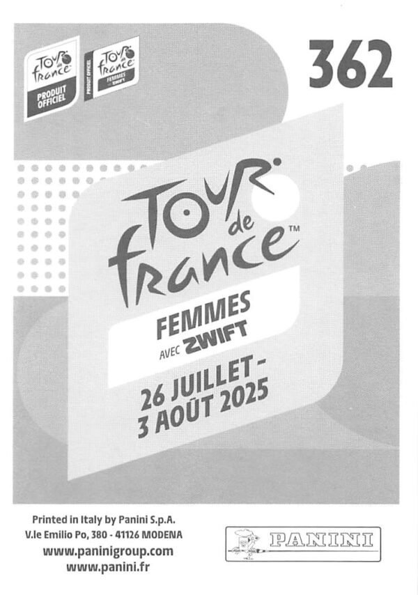 Tdf 2025 sticker # 362 back