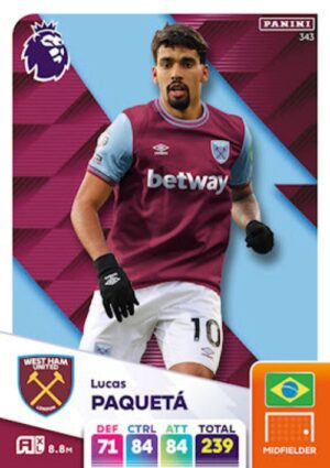 343 Lucas Paqueta West Ham United Panini Adrenalyn XL 2024 2025 500px